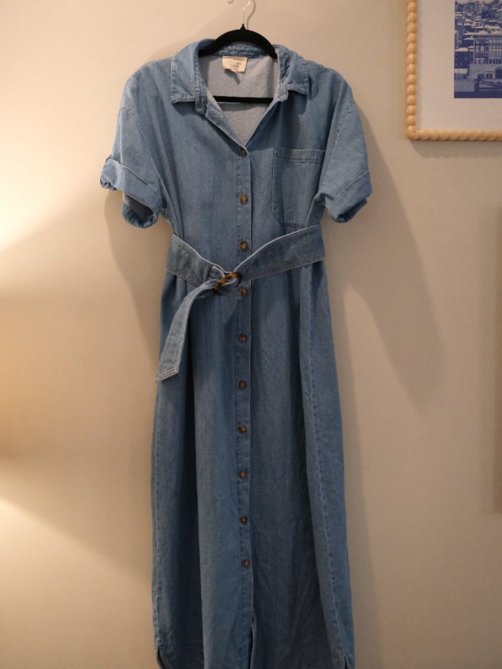 Sezane Dora Dress Denim Blue Midi Size 40 US 8 - Picture 3 of 8